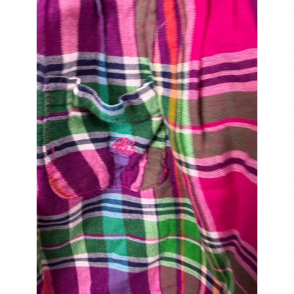 Ralph Lauren Dress Girls 6M Pink Plaid Ruffle Trim Long Sleeve Cotton Tartan